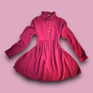 Motel Handmade Magenta long sleeve flare dress